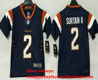 Youth Denver Broncos #2 Patrick Surtain II Limited Navy Vapor Jersey