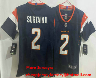 Youth Denver Broncos #2 Patrick Surtain II Limited Navy Vapor Jersey