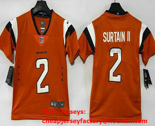 Youth Denver Broncos #2 Patrick Surtain II Limited Orange Vapor Jersey