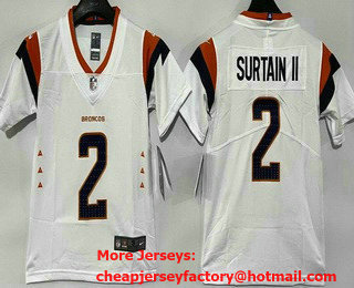 Youth Denver Broncos #2 Patrick Surtain II Limited White Vapor Jersey