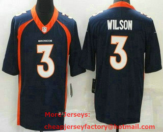 Youth Denver Broncos #3 Russell Wilson Limited Blue Vapor Jersey