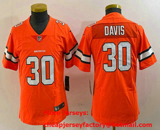 Youth Denver Broncos #30 Terrell Davis Orange 2018 Color Rush Stitched NFL Nike Limited Jersey