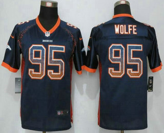 Youth Denver Broncos #95 Derek Wolfe Navy Blue Drift Fashion NFL Nike Jersey