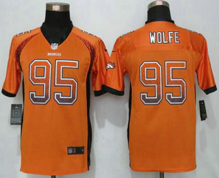 Youth Denver Broncos #95 Derek Wolfe Orange Drift Fashion NFL Nike Jersey