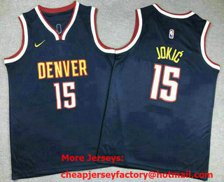 Youth Denver Nuggets #15 Nikola Jokic Navy Icon Swingman Jersey