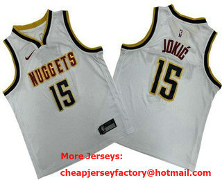Youth Denver Nuggets #15 Nikola Jokic White Icon Swingman Jersey