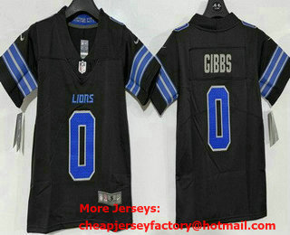 Youth Detroit Lions #0 Jahmyr Gibbs Limited Black Vapor Jersey