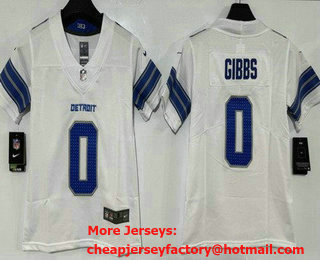 Youth Detroit Lions #0 Jahmyr Gibbs Limited White Vapor Jersey