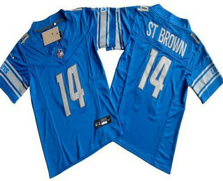 Youth Detroit Lions #14 Amon Ra St Brown Limited Blue FUSE Vapor Jersey