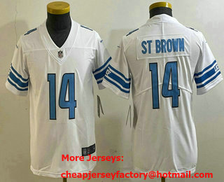 Youth Detroit Lions #14 Amon Ra St Brown Limited White Vapor Jersey