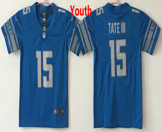 Youth Detroit Lions #15 Golden Tate III Light Blue 2017 Vapor Untouchable Stitched NFL Nike Limited Jersey