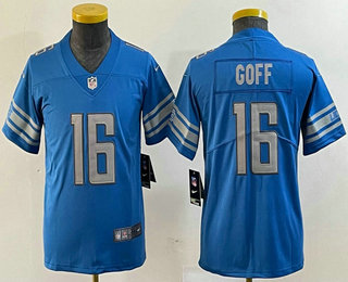 Youth Detroit Lions #16 Jared Goff Light Blue 2021 Vapor Untouchable Stitched Nike Limited Jersey
