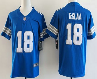 Youth Detroit Lions #18 Isaac TeSlaa Blue Vapor Limited Stitched Jersey
