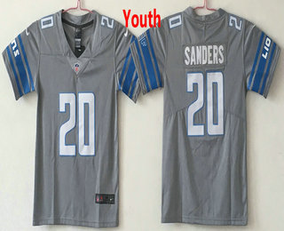 Youth Detroit Lions #20 Barry Sanders Grey 2017 Vapor Untouchable Stitched NFL Nike Limited Jersey