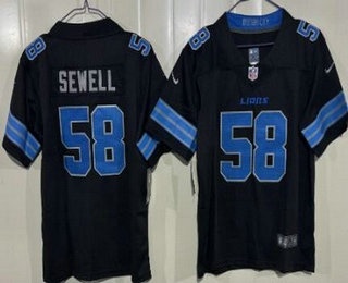 Youth Detroit Lions #58 Penei Sewell Limited Black Vapor Jersey