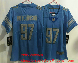 Youth Detroit Lions #97 Aidan Hutchinson Light Blue 2022 Vapor Untouchable Stitched Nike Limited Jersey