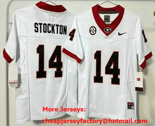 Youth Georgia Bulldogs #14 Gunner Stockton Limited White FUSE College Football Jersey