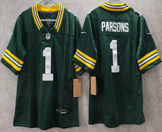 Youth Green Bay Packers #1 Micah Parsons Limited FUSE Green Vapor Jersey