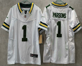 Youth Green Bay Packers #1 Micah Parsons Limited FUSE White Vapor Jersey
