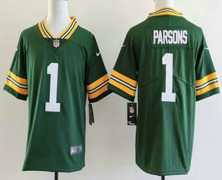 Youth Green Bay Packers #1 Micah Parsons Limited Green Vapor Jersey
