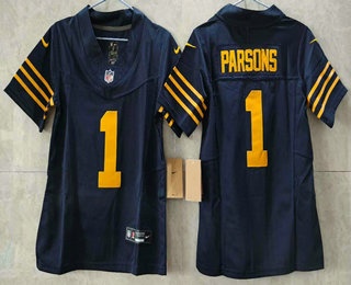 Youth Green Bay Packers #1 Micah Parsons Limited Navy FUSE Vapor Jersey