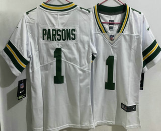 Youth Green Bay Packers #1 Micah Parsons Limited White Vapor Jersey
