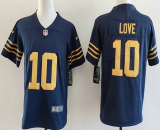 Youth Green Bay Packers #10 Jordan Love Limited Navy Vapor Jersey