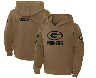 Youth Green Bay Packers 2023 Brown Salute to Service Pullover Hoodie