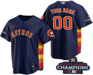 Youth Houston Astros Customized Navy 2022 World Series Champions Team Logo Cool Base Jersey