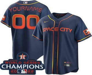 Youth Houston Astros Customized Navy City 2022 World Series Champions Base Jersey