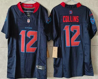 Youth Houston Texans #12 Nico Collins Limited Navy Alternate FUSE Vapor Jersey