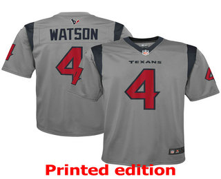 Youth Houston Texans #4 Deshaun Watson Gray 2019 Inverted Legend Printed NFL Nike Limited Jersey
