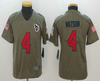 Youth Houston Texans #4 Deshaun Watson Olive 2017 Salute To Service Stitched NFL Nike Limited Jersey