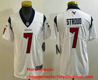 Youth Houston Texans #7 CJ Stroud White 2022 Vapor Stitched Nike Limited Jersey