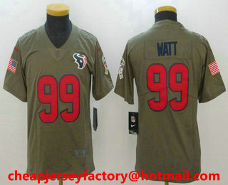 Youth Houston Texans #99 J.J. Watt Olive 2017 Salute To Service Stitched NFL Nike Limited Jersey