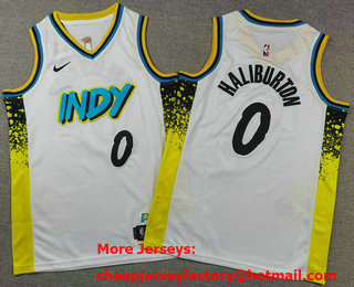 Youth Indiana Pacers #0 Tyrese Haliburton White 2024 City Icon Swingman Jersey