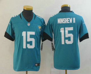 Youth Jacksonville Jaguars #15 Gardner Minshew II Teal Blue New 2017 Vapor Untouchable Stitched NFL Nike Limited Jersey