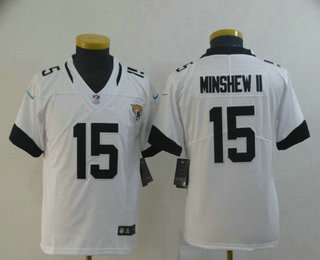 Youth Jacksonville Jaguars #15 Gardner Minshew II White New 2017 Vapor Untouchable Stitched NFL Nike Limited Jersey