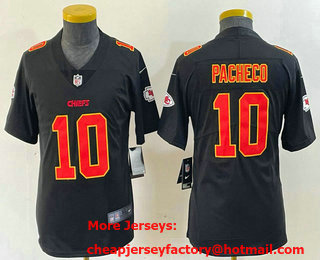 Youth Kansas City Chiefs #10 Isiah Pacheco Black Fashion Vapor Limited Stitched Jersey