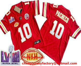 Youth Kansas City Chiefs #10 Isiah Pacheco Limited Red NKH LVIII Super Bowl FUSE Vapor Jersey