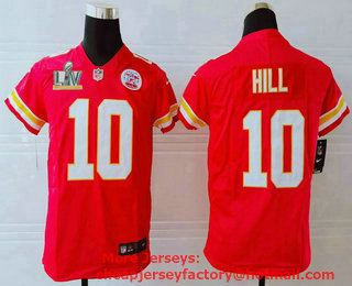 Youth Kansas City Chiefs #10 Tyreek Hill Red 2021 Super Bowl LV Vapor Untouchable Stitched Nike Limited NFL Jersey