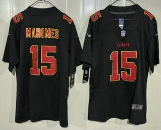 Youth Kansas City Chiefs #15 Patrick Mahomes Limited Black Fashion Vapor Jersey