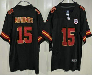 Youth Kansas City Chiefs #15 Patrick Mahomes Limited Black Vapor Jersey