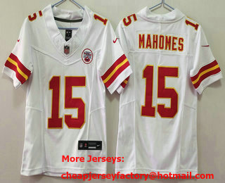 Youth Kansas City Chiefs #15 Patrick Mahomes Limited White FUSE Vapor Jersey