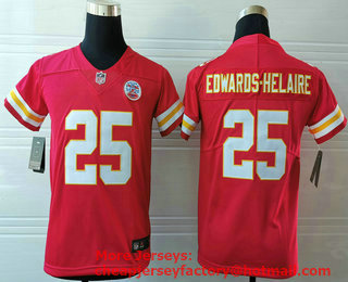 Youth Kansas City Chiefs #25 Clyde Edwards-Helaire Red 2020 Vapor Untouchable Stitched NFL Nike Limited Jersey