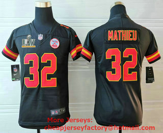 Youth Kansas City Chiefs #32 Tyrann Mathieu Black 2021 Super Bowl LV Vapor Untouchable Stitched Nike Limited NFL Jersey