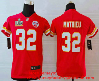 Youth Kansas City Chiefs #32 Tyrann Mathieu Red 2021 Super Bowl LV Vapor Untouchable Stitched Nike Limited NFL Jersey