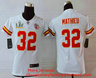 Youth Kansas City Chiefs #32 Tyrann Mathieu White 2021 Super Bowl LV Vapor Untouchable Stitched Nike Limited NFL Jersey