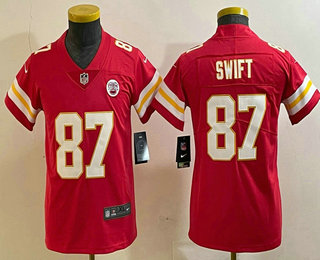 Youth Kansas City Chiefs #87 Taylor Swift Red Vapor Untouchable Limited Stitched Jersey