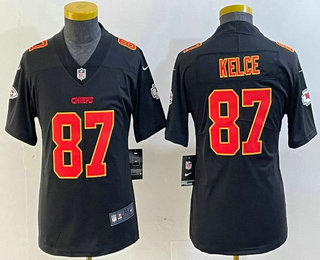 Youth Kansas City Chiefs #87 Travis Kelce Black Fashion Vapor Limited Stitched Jersey